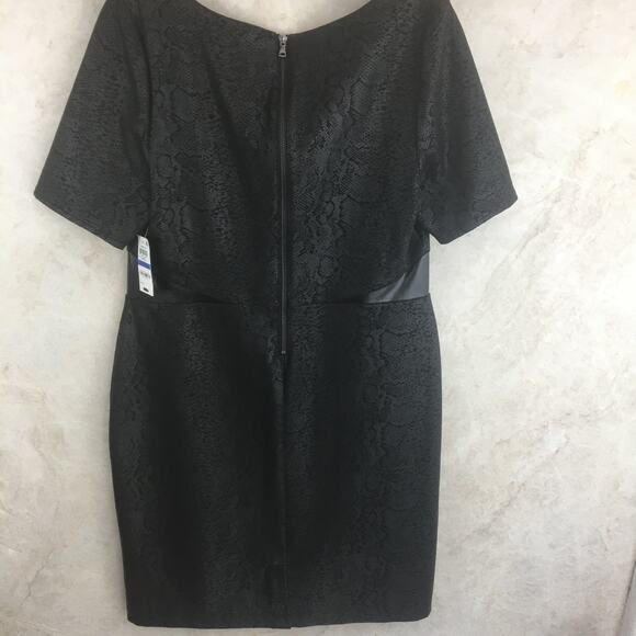 INC International Concepts Black Tone-on-Tone Leather Waist Zip-Up Dress Size XL - Picture 3 of 16